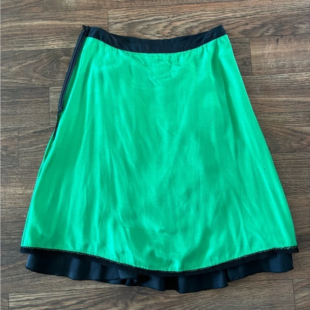 Anthropologie Lithe Silk Trim Embroidered Midi Skirt - Size Small- 4